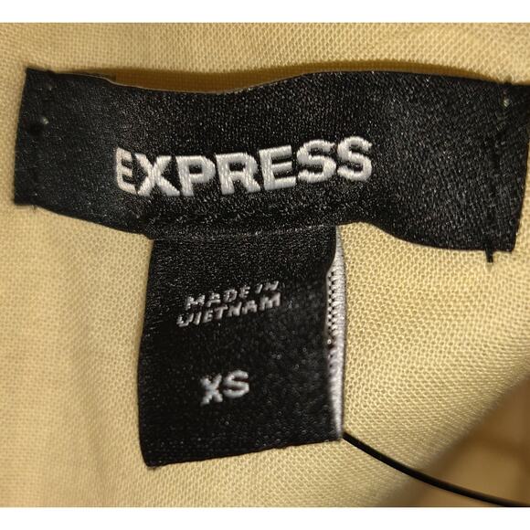 Express Yellow Crop Halter Top Sz XS Tropical Floral NEW NWT 100% Cotton Hawaii - Picture 7 of 13